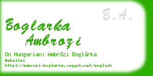 boglarka ambrozi business card