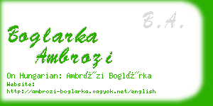 boglarka ambrozi business card